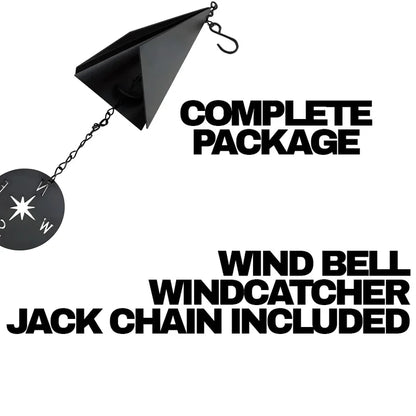 Triangular Wind Bell with Compass Windcatcher and Jack Chain, 20 Inch Height