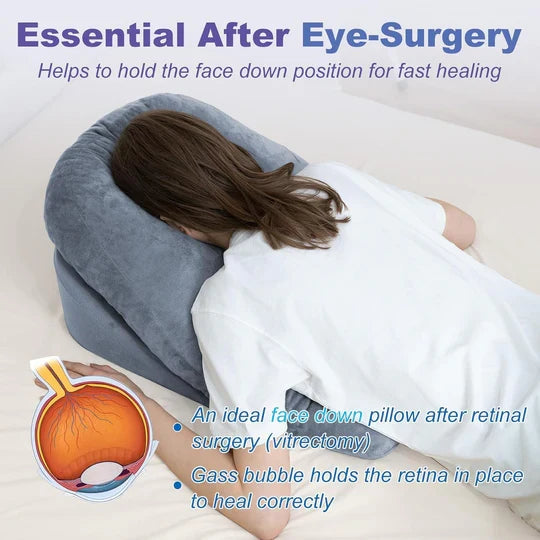 Face Down Recovery Pillow with Memory Foam and Oval Cutout for Surgery Support