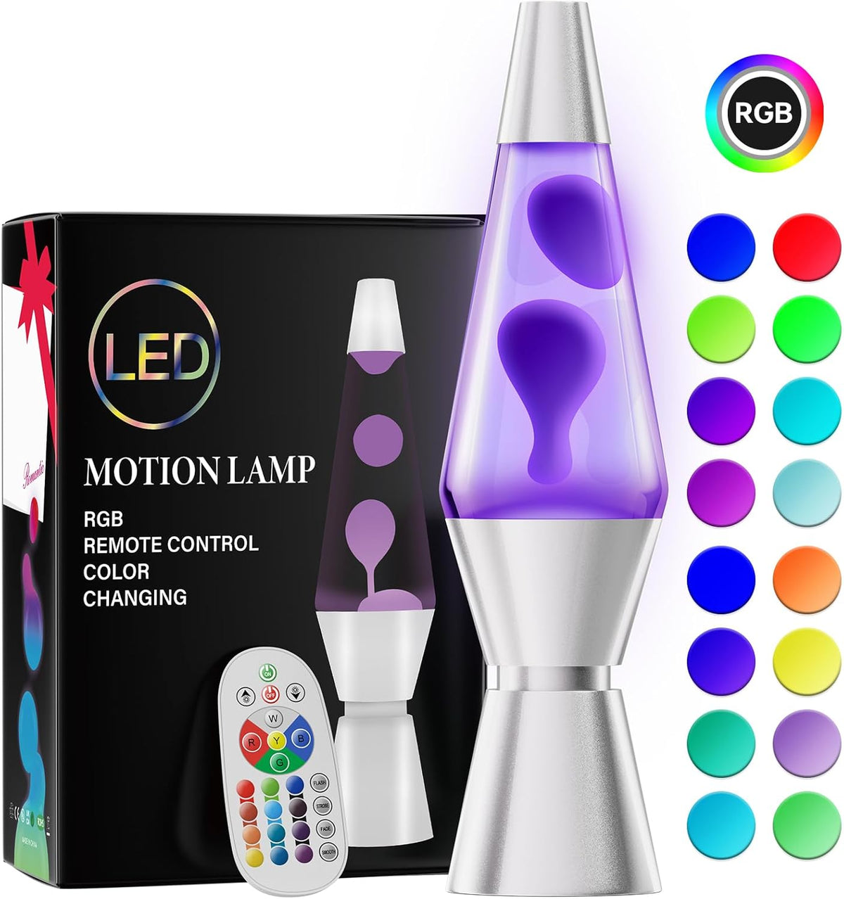LED Lava Lamp with 17 Color Options and Wireless Remote Control