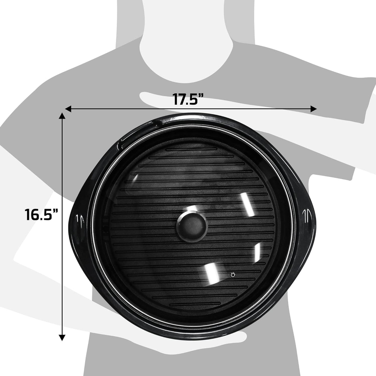 Electric Tabletop Grill with Glass Dome Lid and Nonstick Aluminum Plate, 14-Inch Cooking Surface