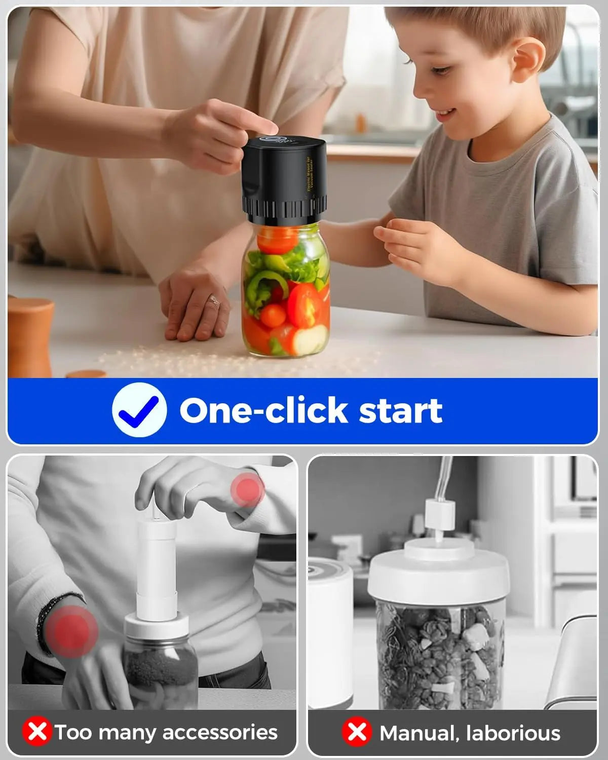 Jar Vacuum Sealer with Cordless Rechargeable Battery and One-Touch Seal All Vera Mart