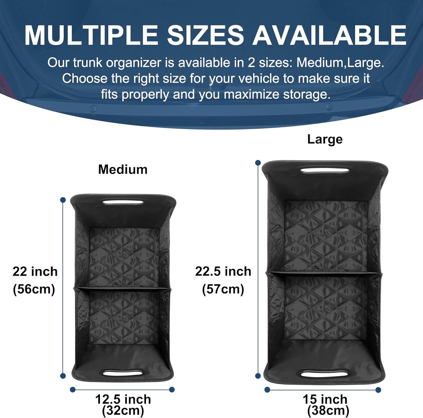 Collapsible Trunk Organizer with Removable Dividers and Mesh Side Pockets