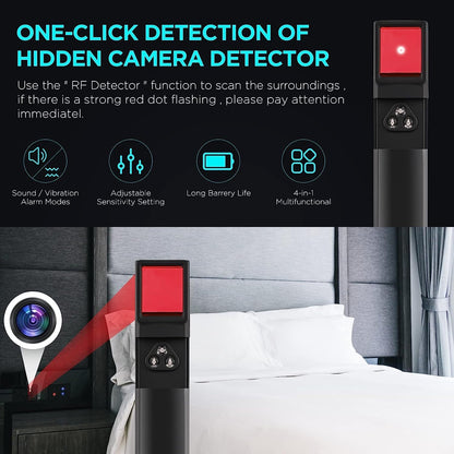 RF Camera Detector with GPS Tracker Detection and Built-in Light, 6 Sensitivity Levels