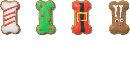 Dog Treat Advent Calendar with 24 Gingerbread Biscuits, Hand Decorated Bone Shapes