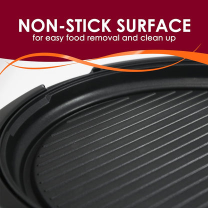 Electric Tabletop Grill with Glass Dome Lid and Nonstick Aluminum Plate, 14-Inch Cooking Surface
