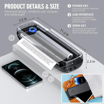 Thermal Printer with Wireless Connection and 600-Sheet Battery, Multi-Size Paper Support