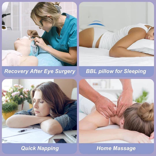 Face Down Recovery Pillow with Memory Foam and Oval Cutout for Surgery Support