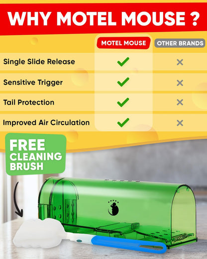 Humane Live Mouse Trap Set with Clear Monitoring Window and No-Touch Release, 4-Pack All Vera Mart
