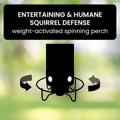 Hanging Bird Feeder with Weight Activated Spinning Perch and Metal Construction