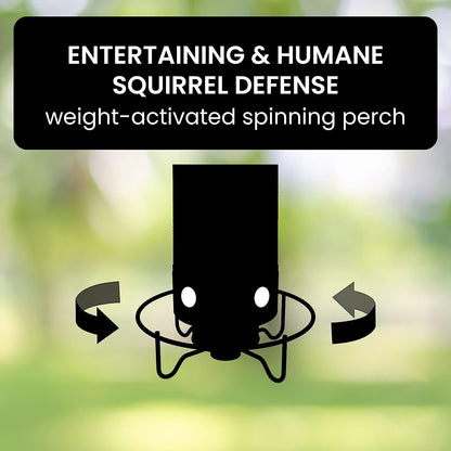 Hanging Bird Feeder with Weight Activated Spinning Perch and Metal Construction