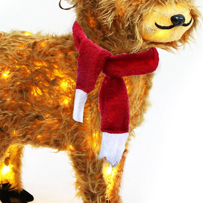 Lighted Highland Cow Yard Decoration with Santa Hat Scarf and Warm White LED Lights for Christmas Lawns