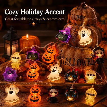 Pumpkin LED String Lights with Warm Glow and Universal Power Connection