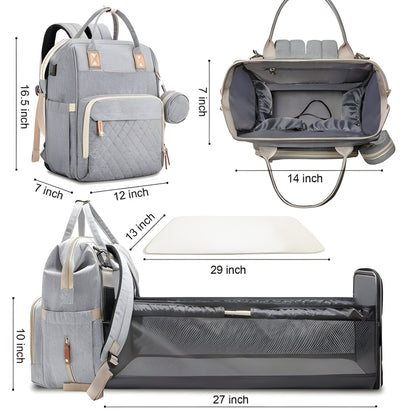 Portable Baby Cot Bag with Mosquito Net and Changing Mat, Bottle Holder