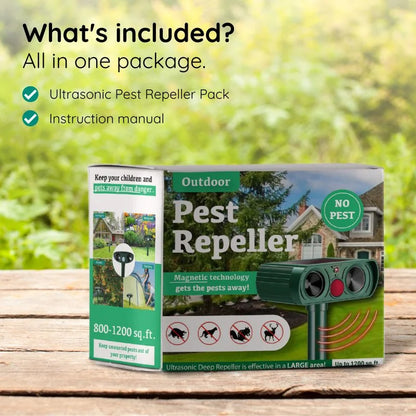 Solar Powered Ultrasonic Animal Repeller with Motion Sensor for Gardens Ponds and Lawns