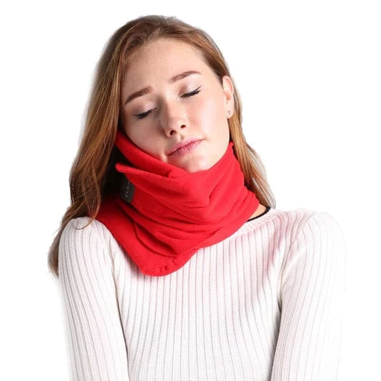 Microbead Neck Pillow with Built-In Phone Holder and Spring Support for Travel