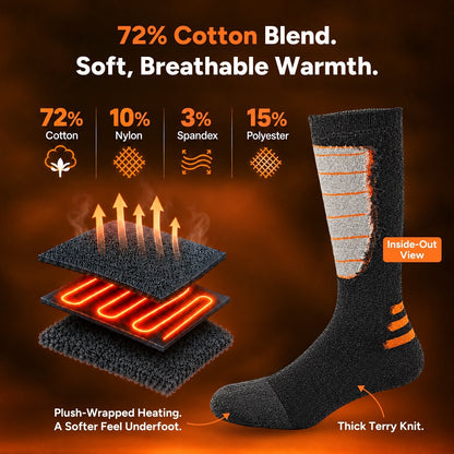 Heated Socks with Adjustable Temperature Control and Rechargeable Battery Pack