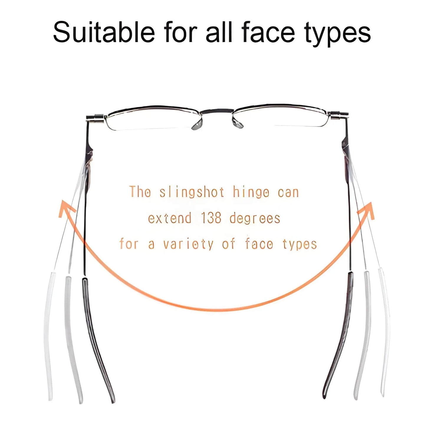 Folding Reading Glasses with Slim Case and Spring Hinge, Lightweight Steel Frame All Vera Mart