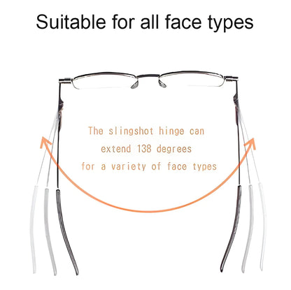 Folding Reading Glasses with Slim Case and Spring Hinge, Lightweight Steel Frame All Vera Mart