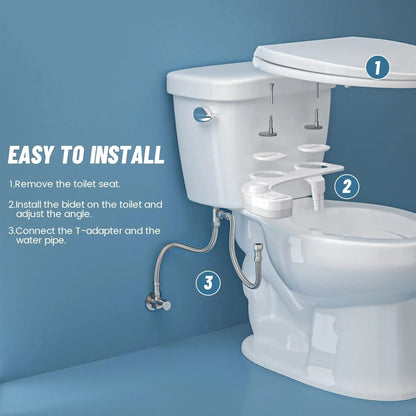Bidet Attachment with Dual Nozzle Spray and Adjustable Water Pressure, Self-Cleaning