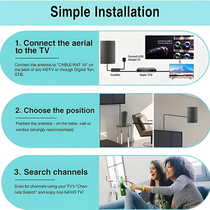 Digital TV Antenna with 39dBi Signal Amplifier and 4K Support, 600 Mile Range