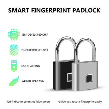 Smart Fingerprint Padlock with App Tracking and Multi-User Access, Outdoor Rated