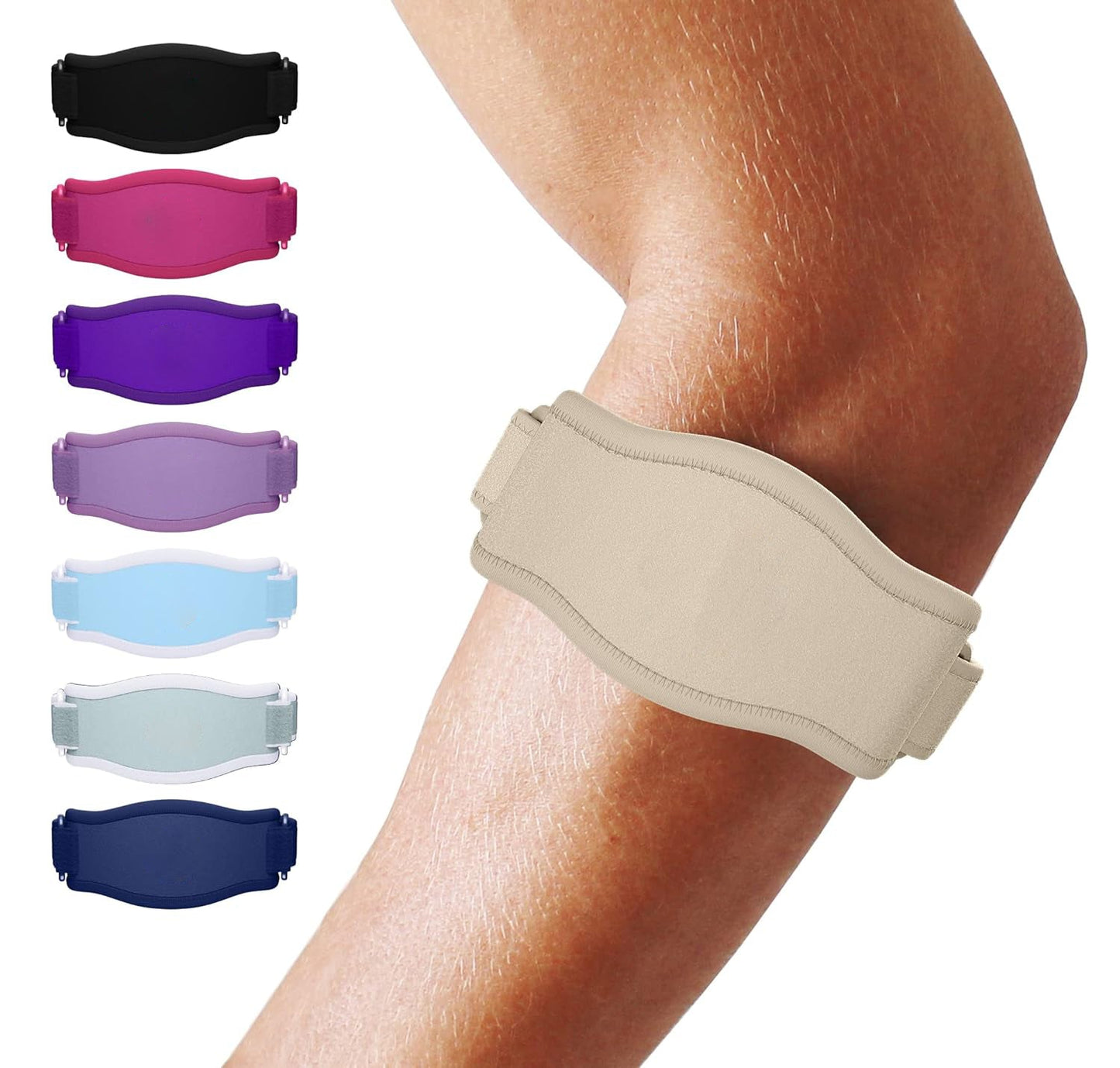 Elbow Compression Brace with Three Adjustable Straps and Moisture Wicking Fabric