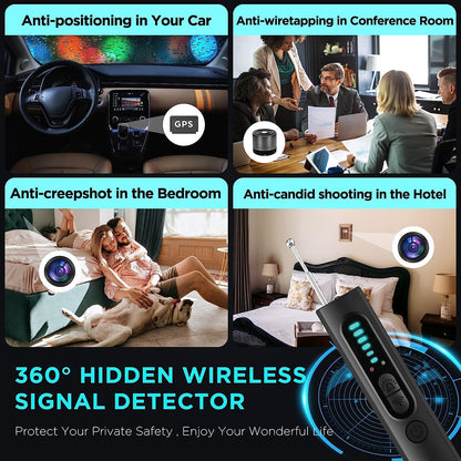 RF Camera Detector with GPS Tracker Detection and Built-in Light, 6 Sensitivity Levels