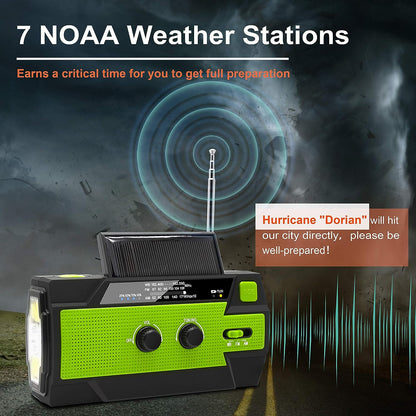 Emergency Weather Radio with Hand Crank and Solar Panel, 4000mAh Battery