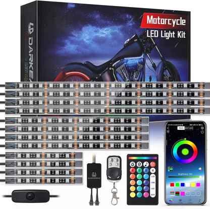 LED Motorcycle Light Strips with Brake Signal Integration and Dual Remote Control