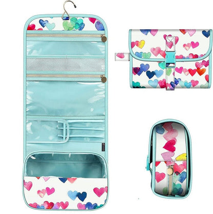 Cosmetic Organizer Pouch with Four Compartments and Metal Hook, Clear Viewing Panel