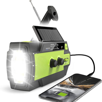 Emergency Weather Radio with Hand Crank and Solar Panel, 4000mAh Battery