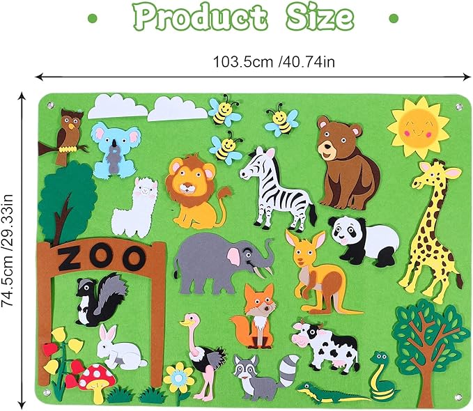 Felt Board Set with Animal Figures and Nature Shapes for Kids