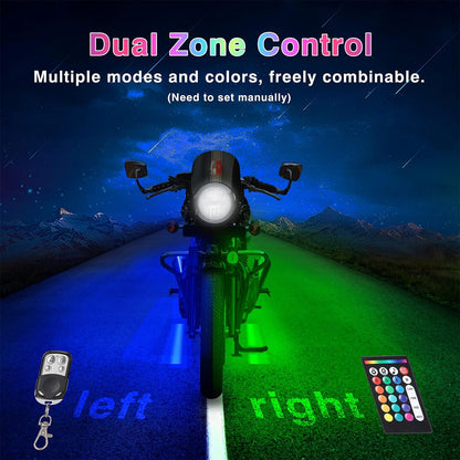 LED Motorcycle Light Strips with Brake Signal Integration and Dual Remote Control