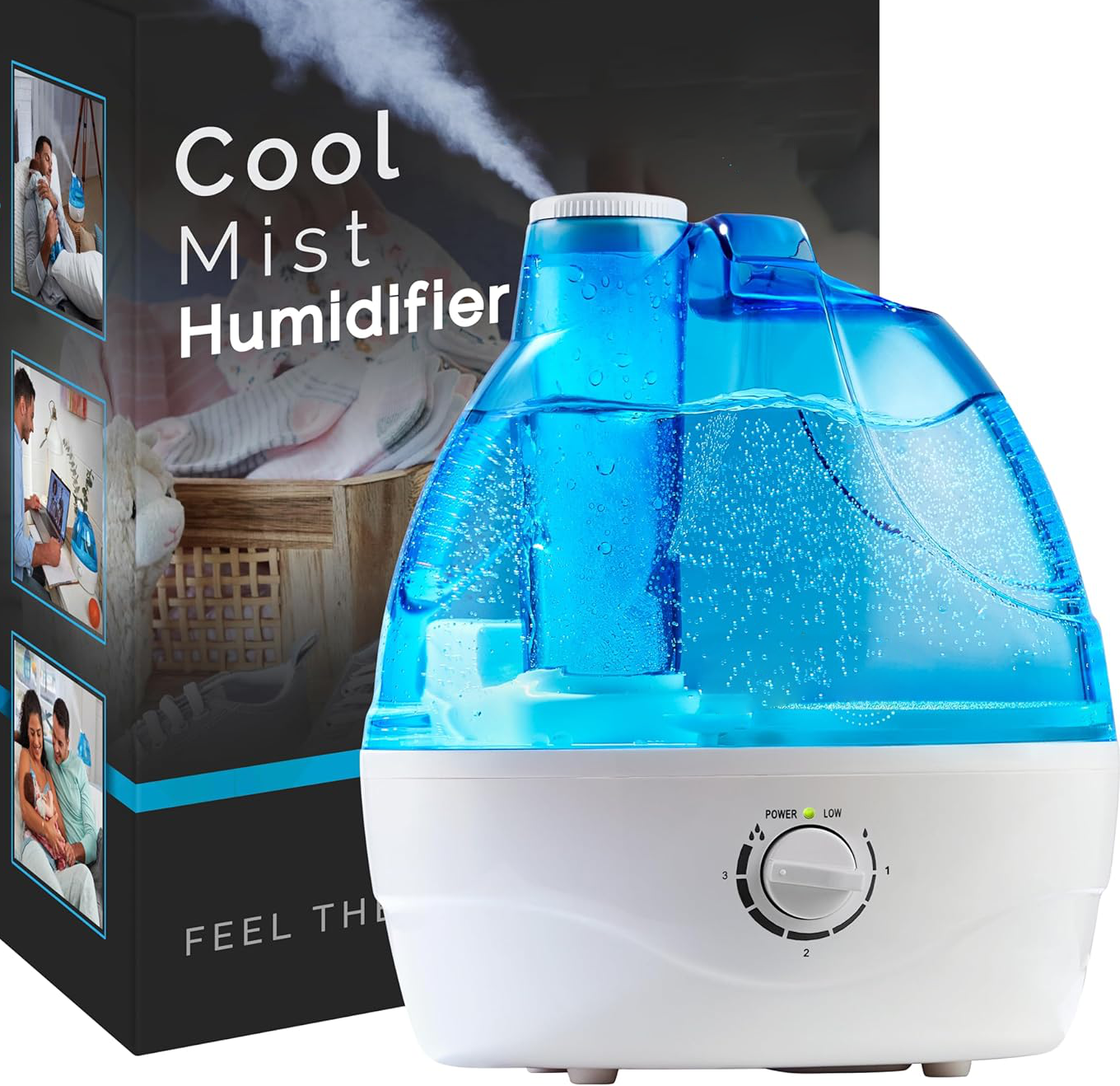 Cool Mist Humidifier with Rotating Nozzle and Auto Shutoff for 400 Square Feet
