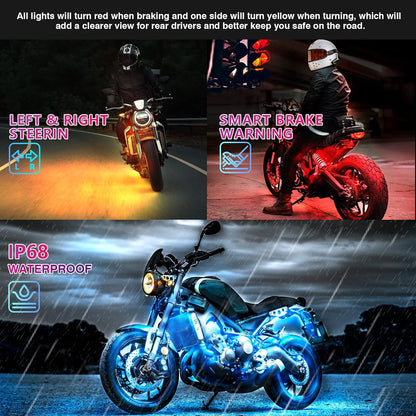 LED Motorcycle Light Strips with Brake Signal Integration and Dual Remote Control