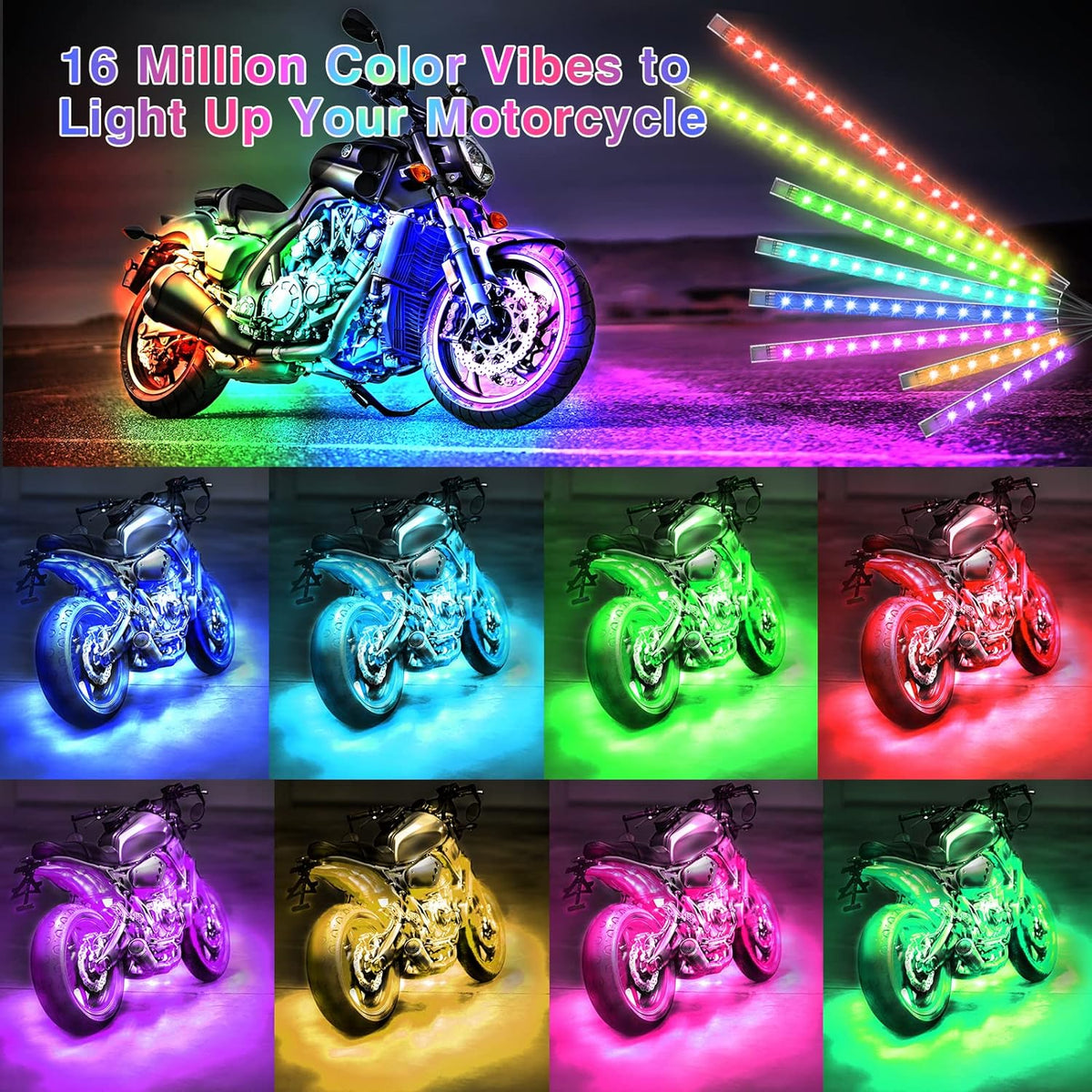 LED Motorcycle Light Strips with Brake Signal Integration and Dual Remote Control