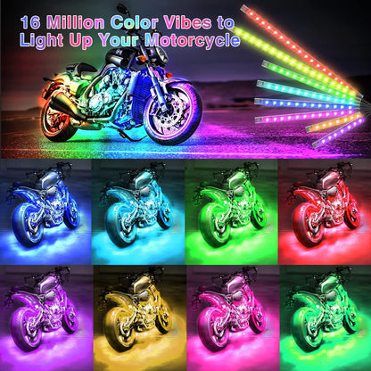 LED Motorcycle Light Strips with Brake Signal Integration and Dual Remote Control