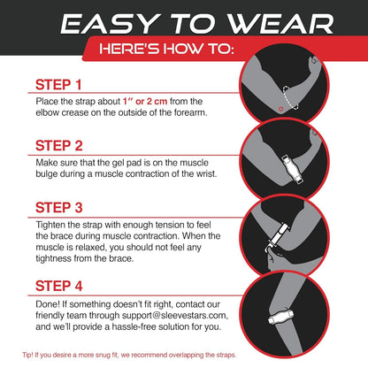 Elbow Compression Brace with Three Adjustable Straps and Moisture Wicking Fabric