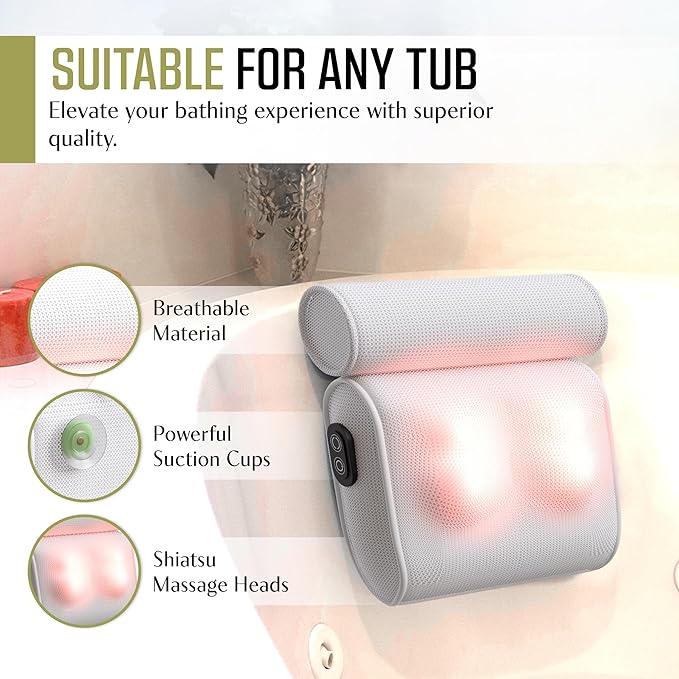 Bath Pillow with Textured Foam and Suction Cup Attachment