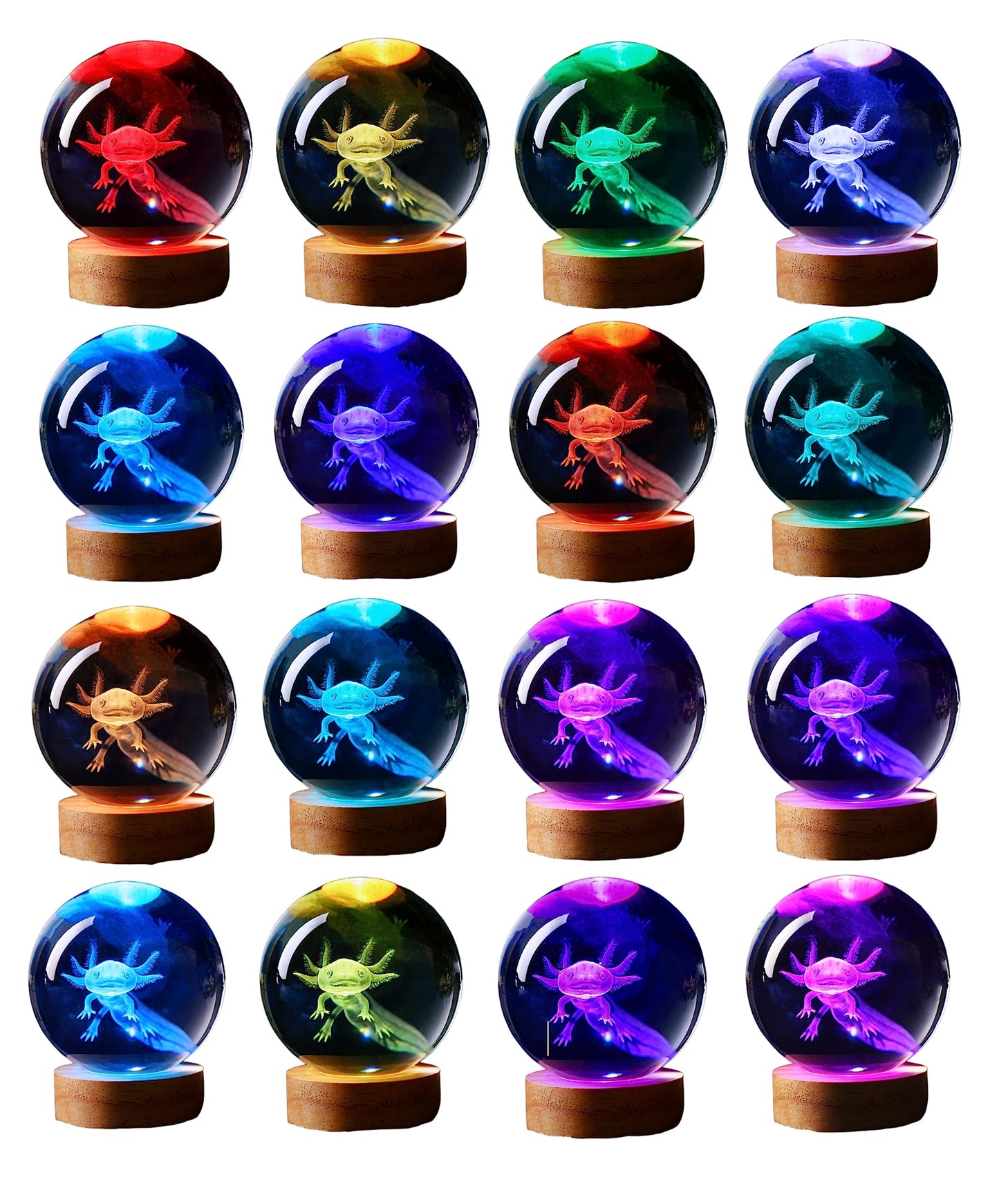 3D Laser Engraved Crystal Ball with Wooden LED Base and Remote Control
