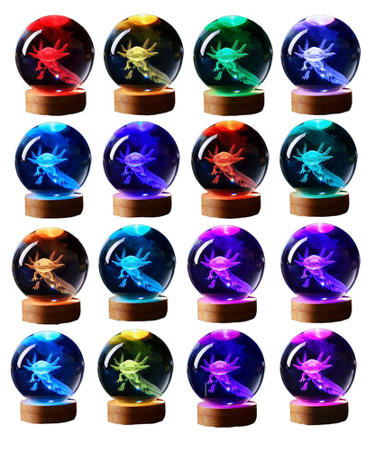 3D Laser Engraved Crystal Ball with Wooden LED Base and Remote Control