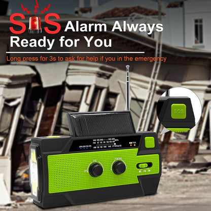 Emergency Weather Radio with Hand Crank and Solar Panel, 4000mAh Battery