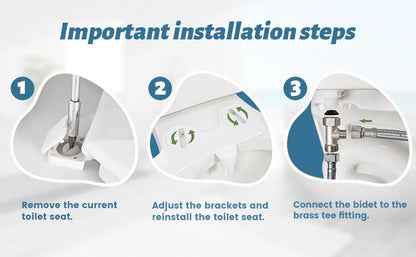 Bidet Attachment with Dual Nozzle Spray and Adjustable Water Pressure, Self-Cleaning