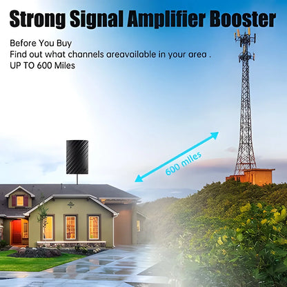 Digital TV Antenna with 39dBi Signal Amplifier and 4K Support, 600 Mile Range