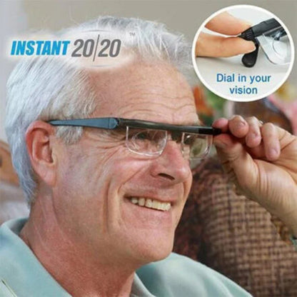 Adjustable Focus Glasses with Dial Controls for Near and Far Vision