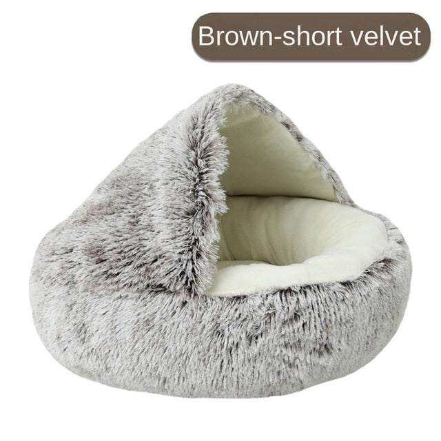 Plush Pet Bed with Raised Edge Support and Machine Washable Cover