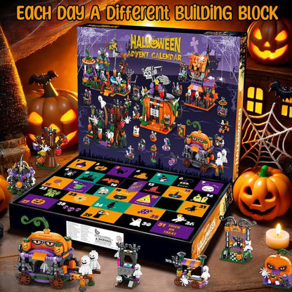 Halloween Building Block Countdown Calendar with 31 Daily Builds and 5 Character Figures