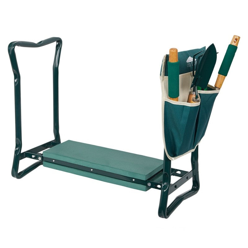 Garden Kneeler and Seat with Padded Cushion and Side Handles, Foldable Green