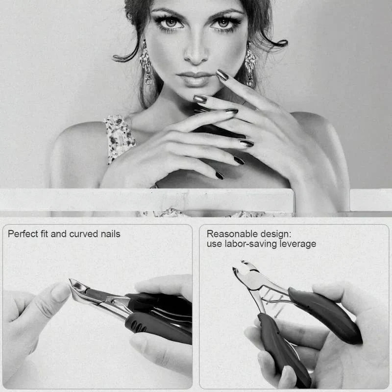 Ergonomic Toenail Clipper with Extended Lever and Curved Blade for Thick Nails