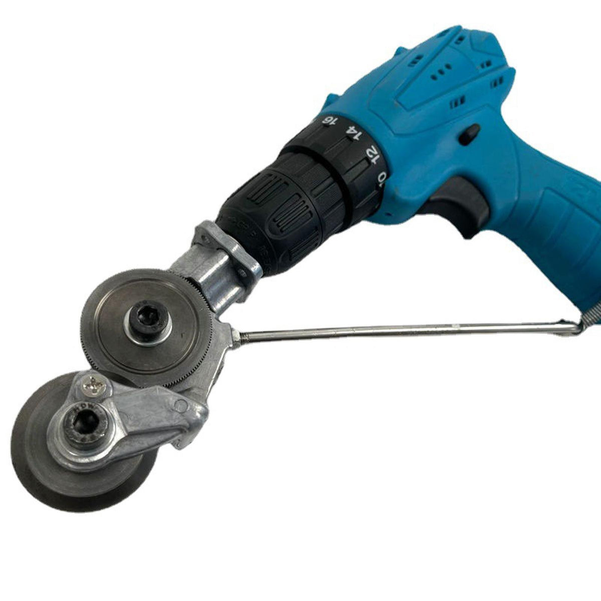 Metal Sheet Cutter Drill Attachment with Safety Guard and Ergonomic Grip